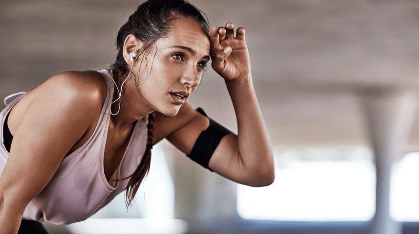 exercising and sweating