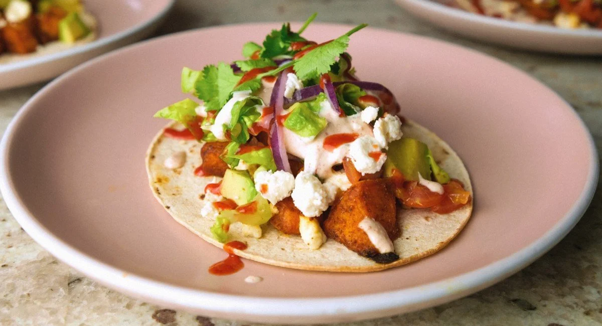sweet potato and feta tacos