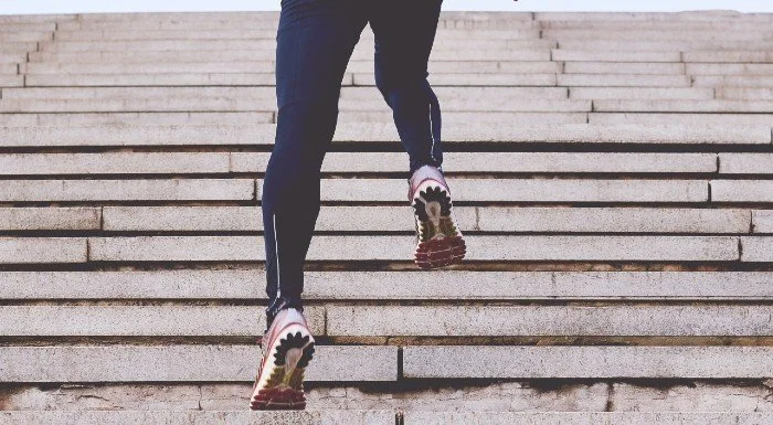 running up stairs outside