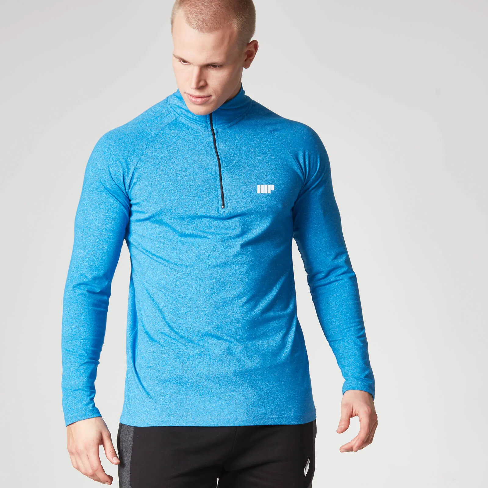 Haut performance zip 1/4 manches longues - M - Bleu Image 1