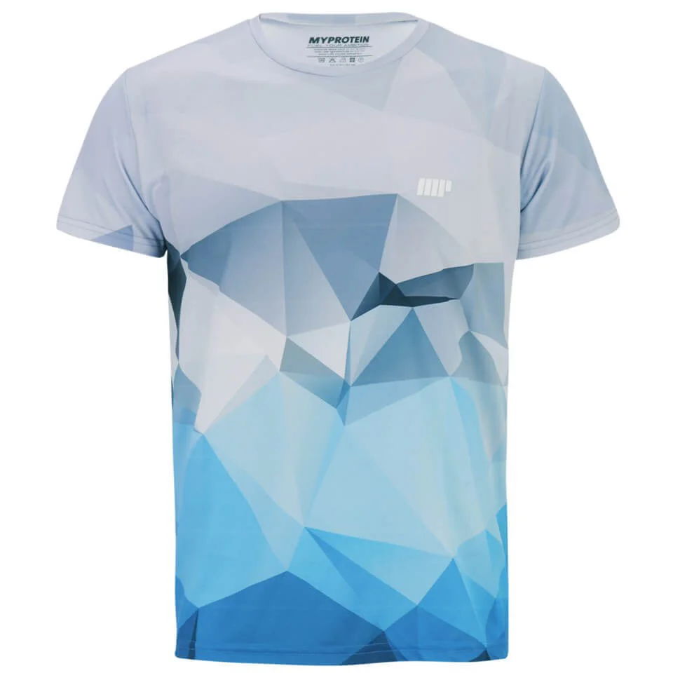 T-Shirt Entraînement Imprimé Géométrique Homme, Bleu Clair - S - Bleu Image 1