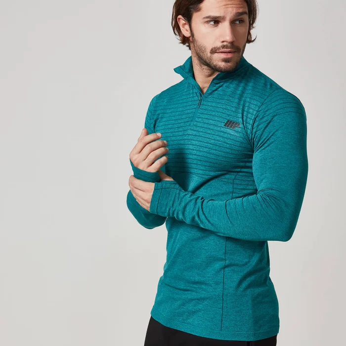 Haut zippé ¼ Sans Coutures Myprotein pour Hommes – Noir Marne