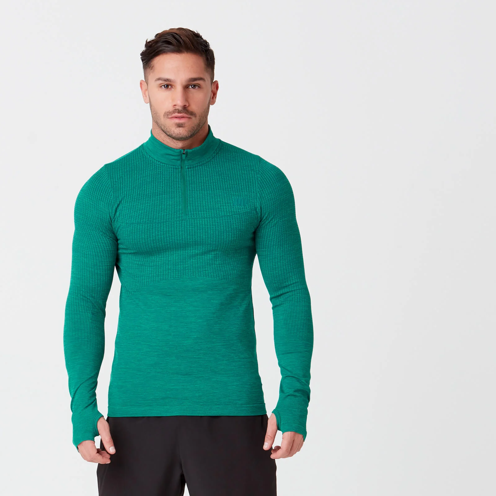 T-Shirt Zippé Seamless Sculpt - S - Dark Green Image 1