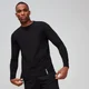T-shirt manches longues à col ras du cou MP Luxe Classic pour hommes – Noir