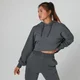 Sweat à capuche court délavé pour femme - Gris