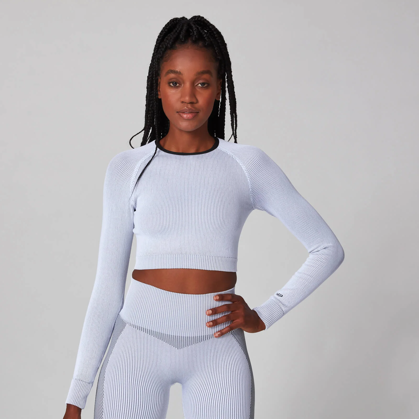 MP Contrast Rib Seamless Long Sleeve Crop Top - XS Image 1