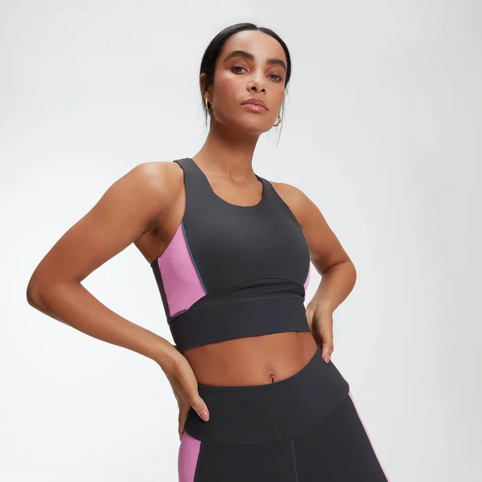 Power Longline Crop Top - Gris Ardoise