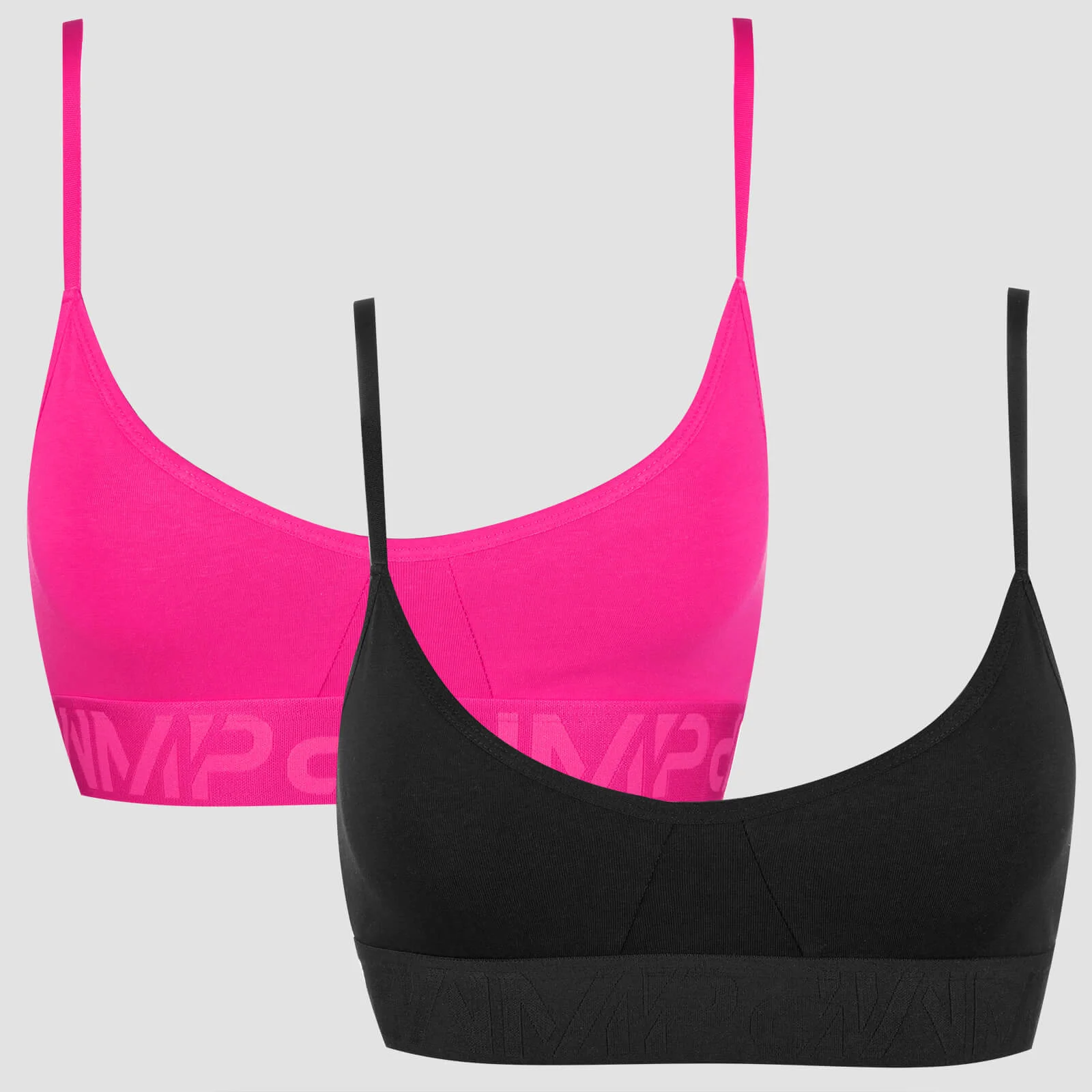 Brassière en coton pour femmes - Paquet de 2 - Super rose / noir - XS Image 1