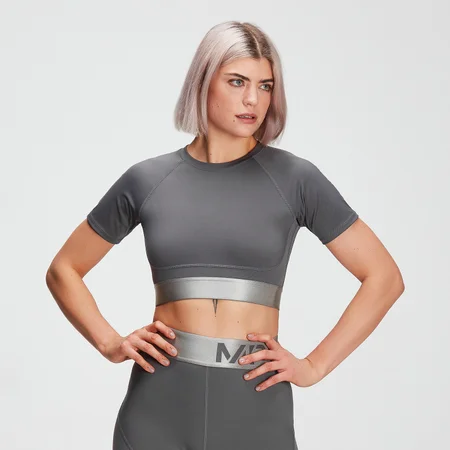 Crop top texturé MP Adapt pour femmes – Carbone