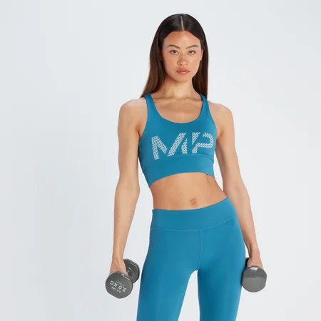 Brassière de sport à imprimé MP Essentials pour femmes – Bleu pilote