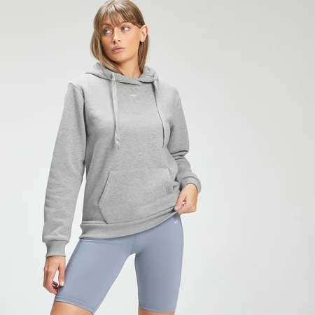 Sweat à capuche avec poche kangourou MP pour femmes – Gris Chiné