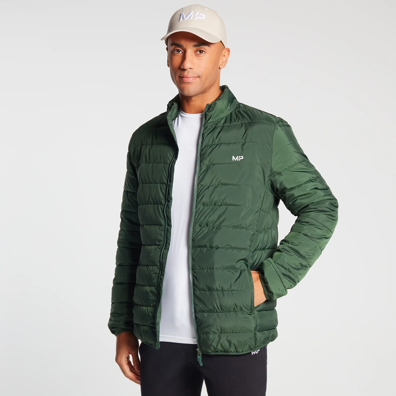 MP Men's Lightweight Packable Puffer Jacket - Dark Green - XXS Image 1