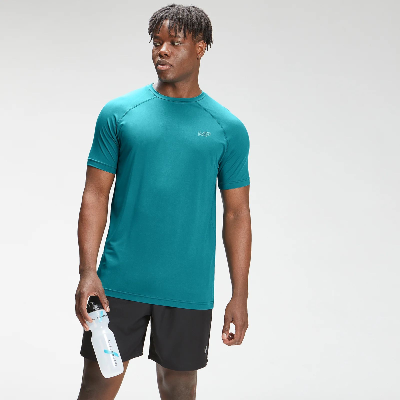 T-shirt à manches courtes à imprimé répétitif MP Mark Graphic Training pour hommes – Bleu sarcelle - XXS Image 1