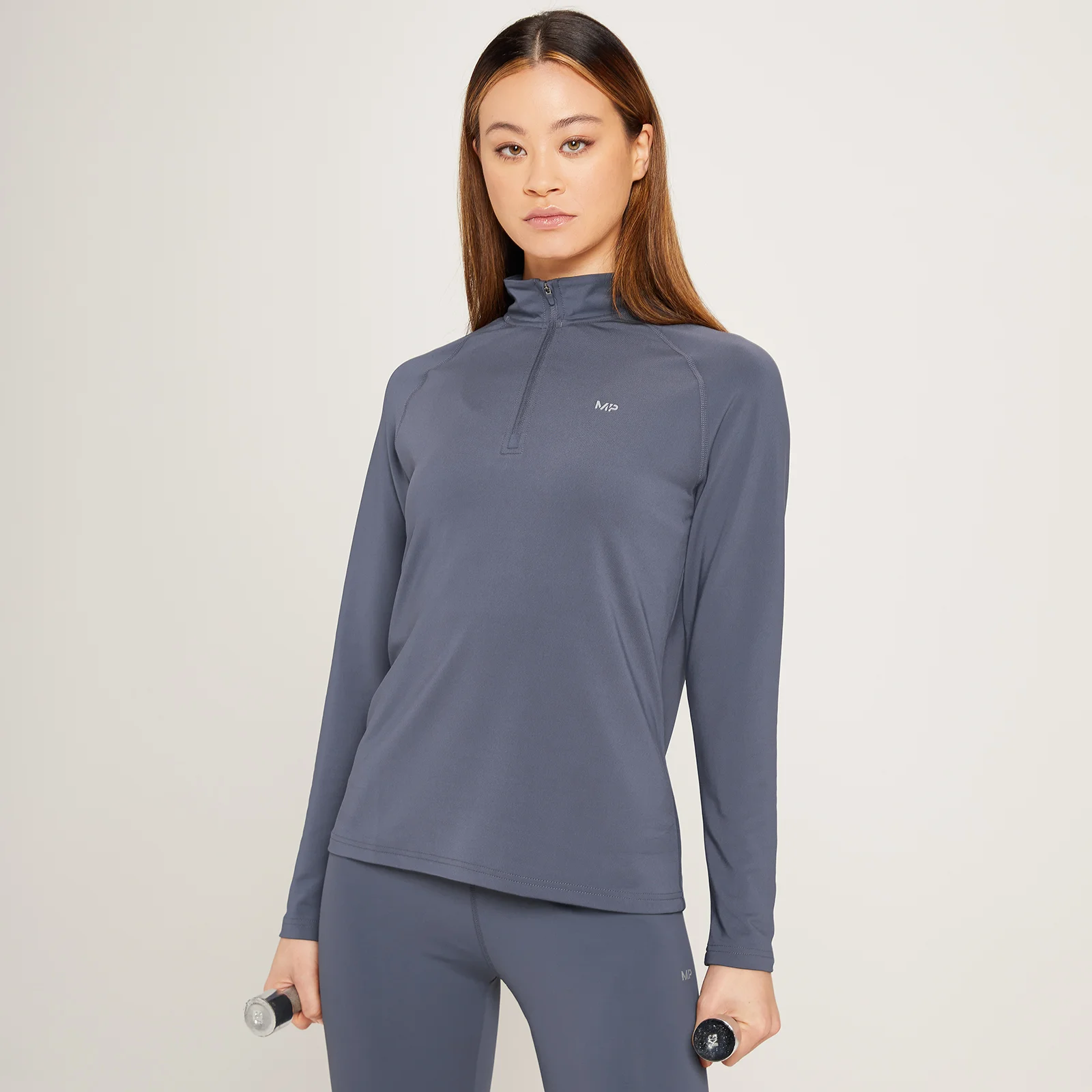 Haut d’entraînement à fermeture éclair ¼ MP Linear Mark pour femmes – Anthracite - XXS Image 1