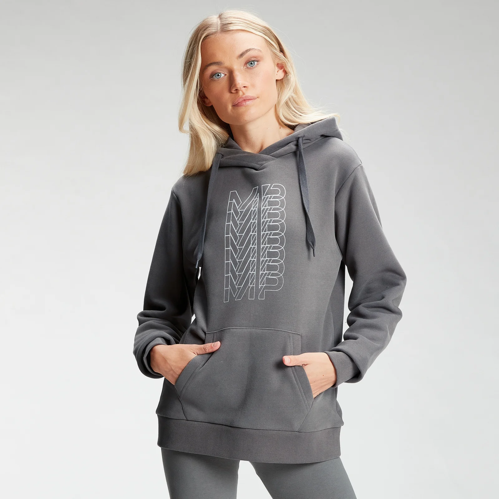 Sweat à capuche à imprimé répétitif MP pour femmes – Carbone - XXS Image 1
