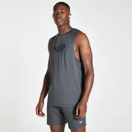 MP Men's Linear Line Graphic Essentials Training Tank Top - Gun Metal