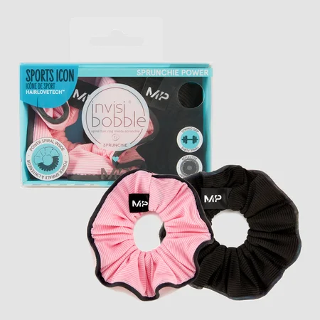 Chouchou réfléchissant Power MP X Invisibobble® – Noir/Rose – Lot de 2