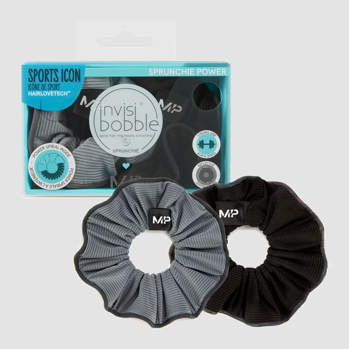 Chouchou réfléchissant Power MP X Invisibobble® – Noir/Bleu glacé – Lot de 2