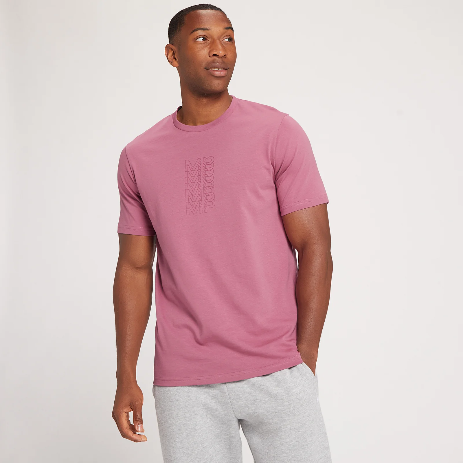 T-shirt à manches courtes à imprimé répétitif MP Graphic pour hommes – Mauve - XXS Image 1