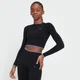Crop top sans coutures à manches longues MP Adapt pour femmes – Noir