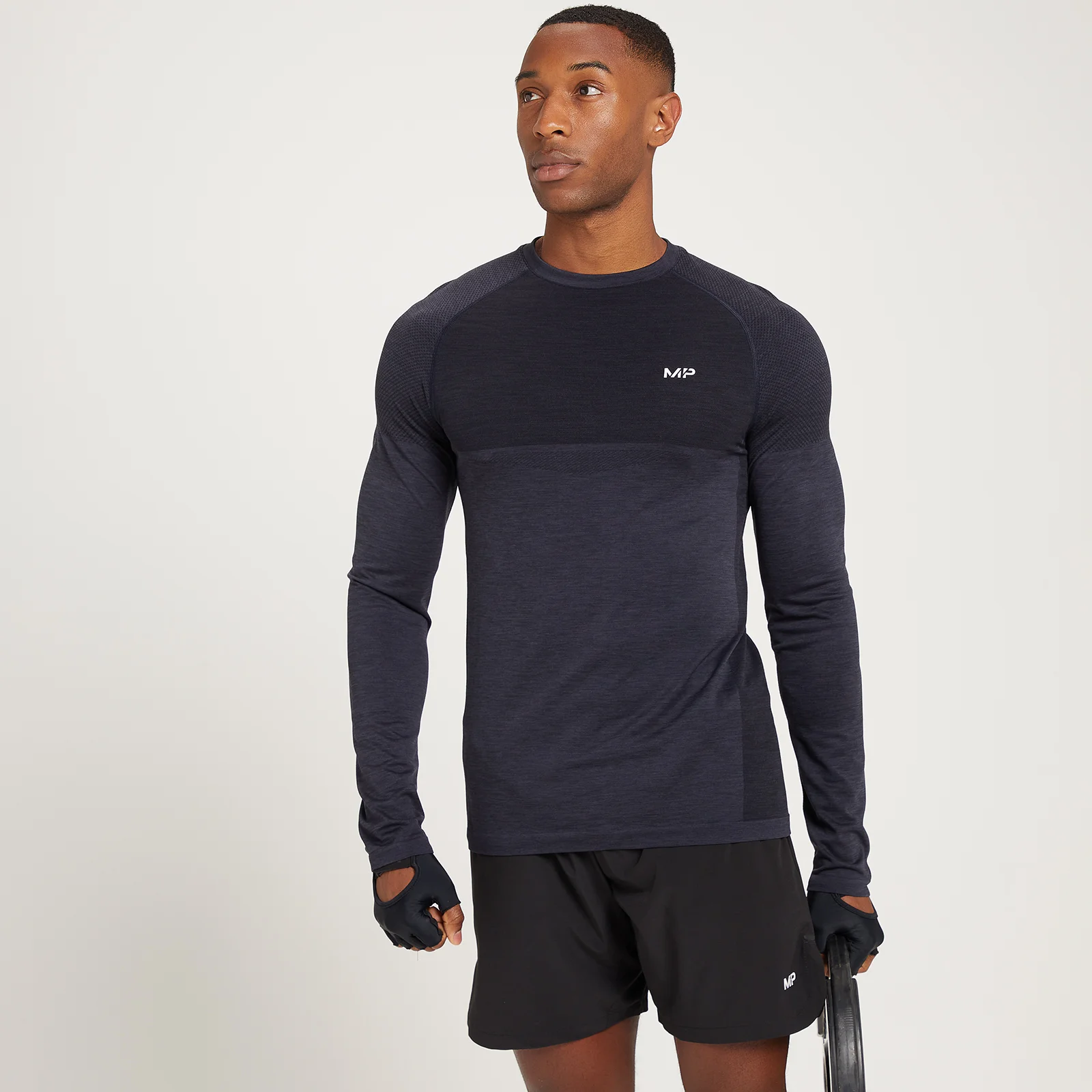 Haut sans coutures à manches longues MP Essentials pour hommes – Noir chiné - XS Image 1