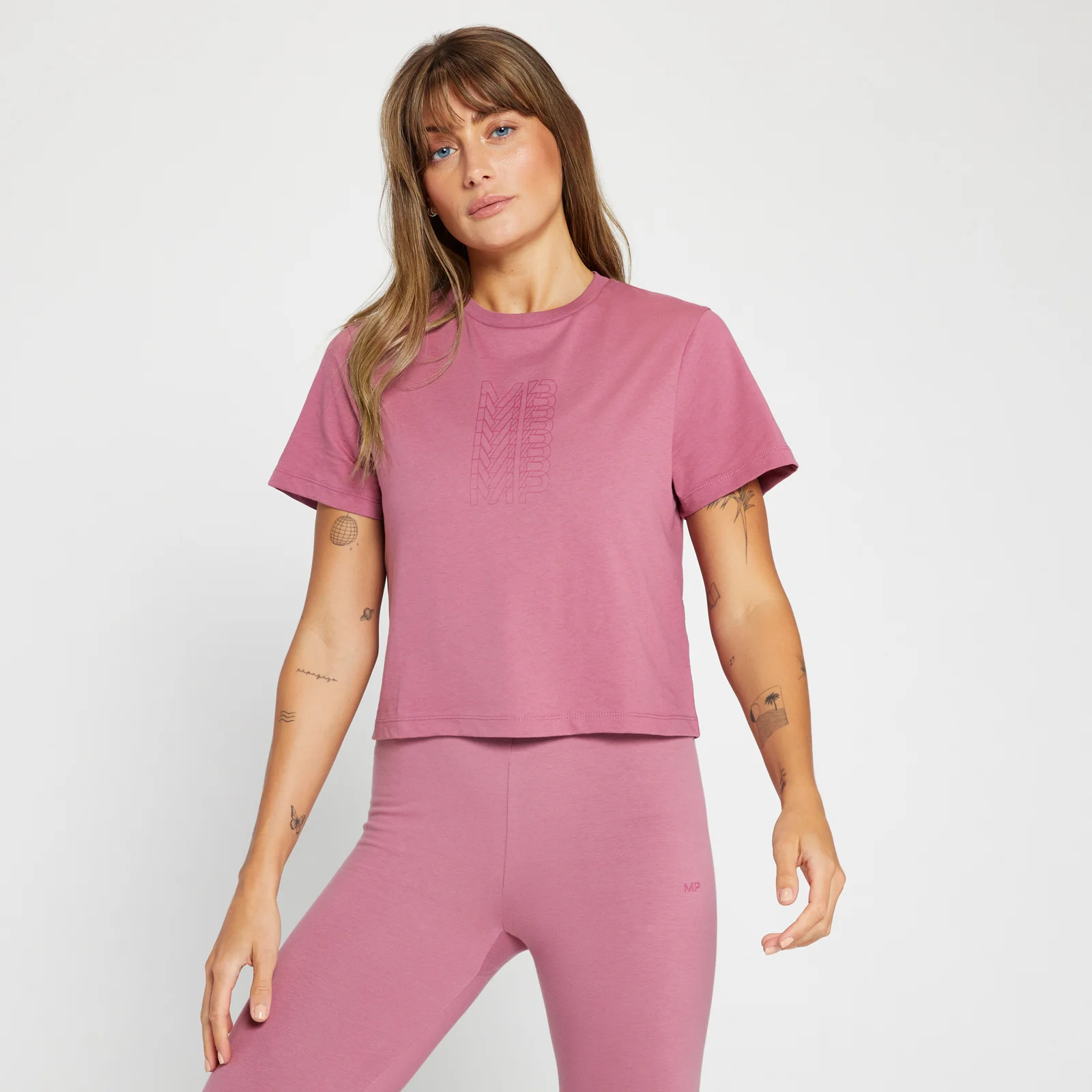 T-shirt court à imprimé répétitif MP pour femmes – Mauve - XXS Image 1
