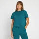 T-shirt court à imprimé répétitif MP pour femmes – Bleu sarcelle