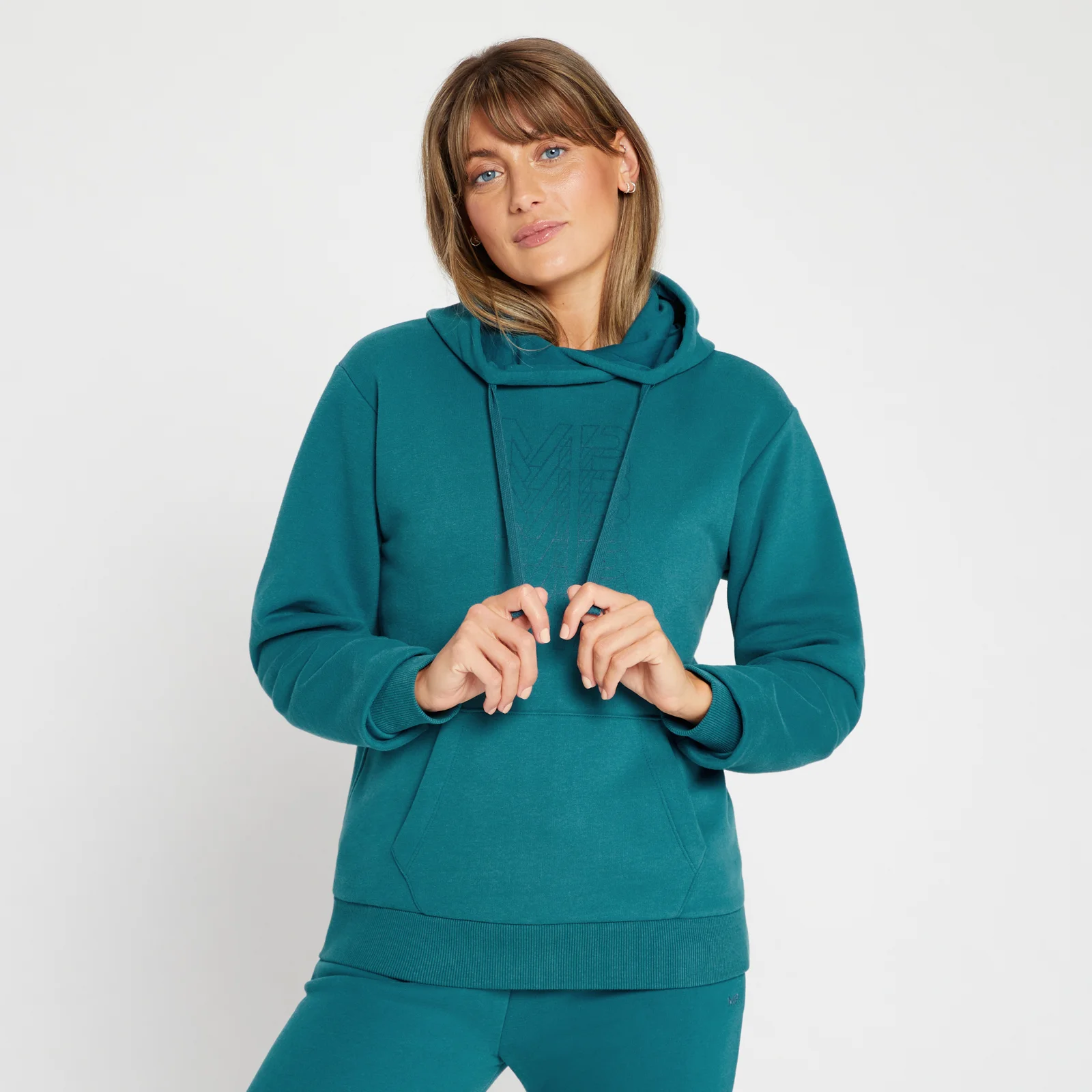 Sweat à capuche à imprimé répétitif MP pour femmes – Bleu sarcelle - XXS Image 1