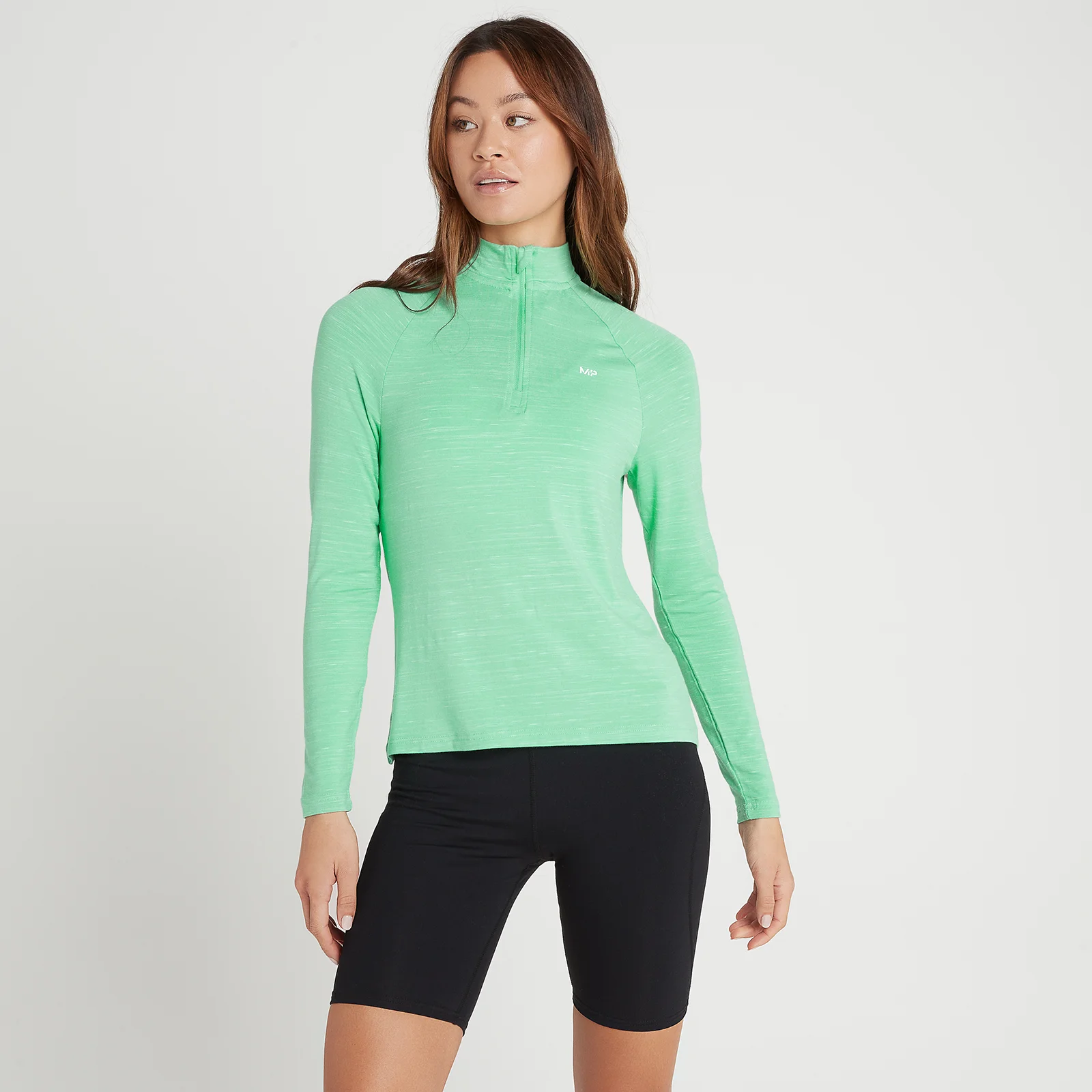 Haut d’entraînement à fermeture éclair ¼ MP Performance pour femmes – Vert glacé chiné tacheté de blanc - XXS Image 1