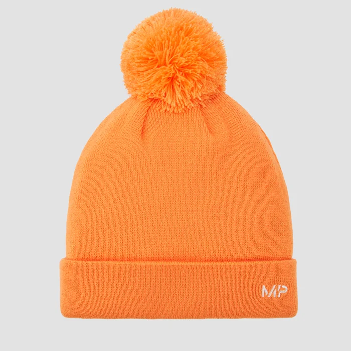 Bonnet à pompon MP – Nectarine/Blanc