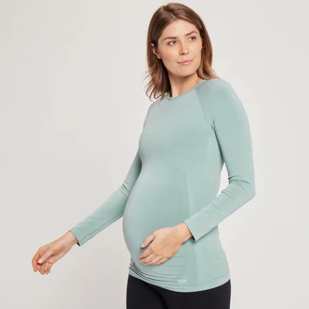 T-shirt de maternité sans coutures à manches longues MP pour femmes – Bleu glacé