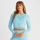 T-shirt court sans coutures à manches longues MP Shape pour femmes – Tie-dye bleu