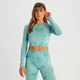 T-shirt court sans coutures à manches longues MP Shape pour femmes – Tie-dye bleu foncé