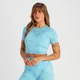T-shirt court sans coutures à manches courtes MP Shape pour femmes – Tie-dye bleu