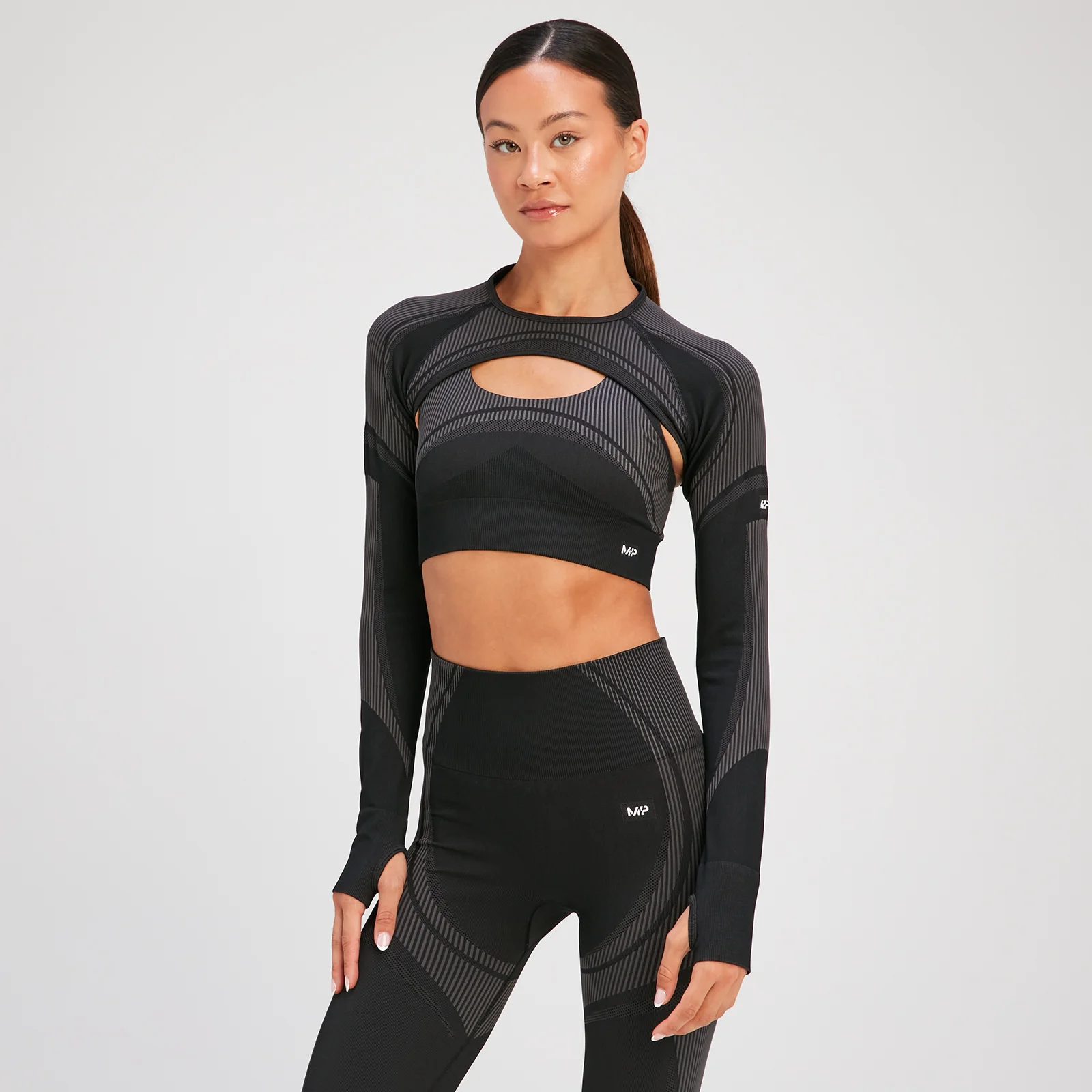 Crop top sans coutures à manches longues MP Tempo Ultra pour femmes – Noir - XS Image 1