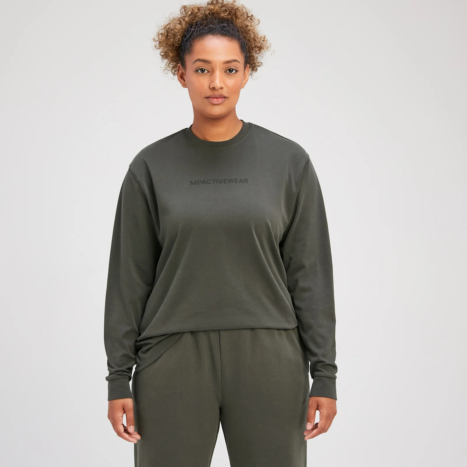 T-shirt oversize à manches longues MP Rest Day pour femmes – Vert taupe - XS Image 1