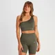 Brassière asymétrique côtelée sans coutures MP Tempo pour femmes – Vert taupe