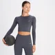 Crop top sans coutures à manches longues MP Shape pour femmes – Anthracite