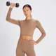 Crop top sans coutures à manches longues MP Shape pour femmes – Caramel