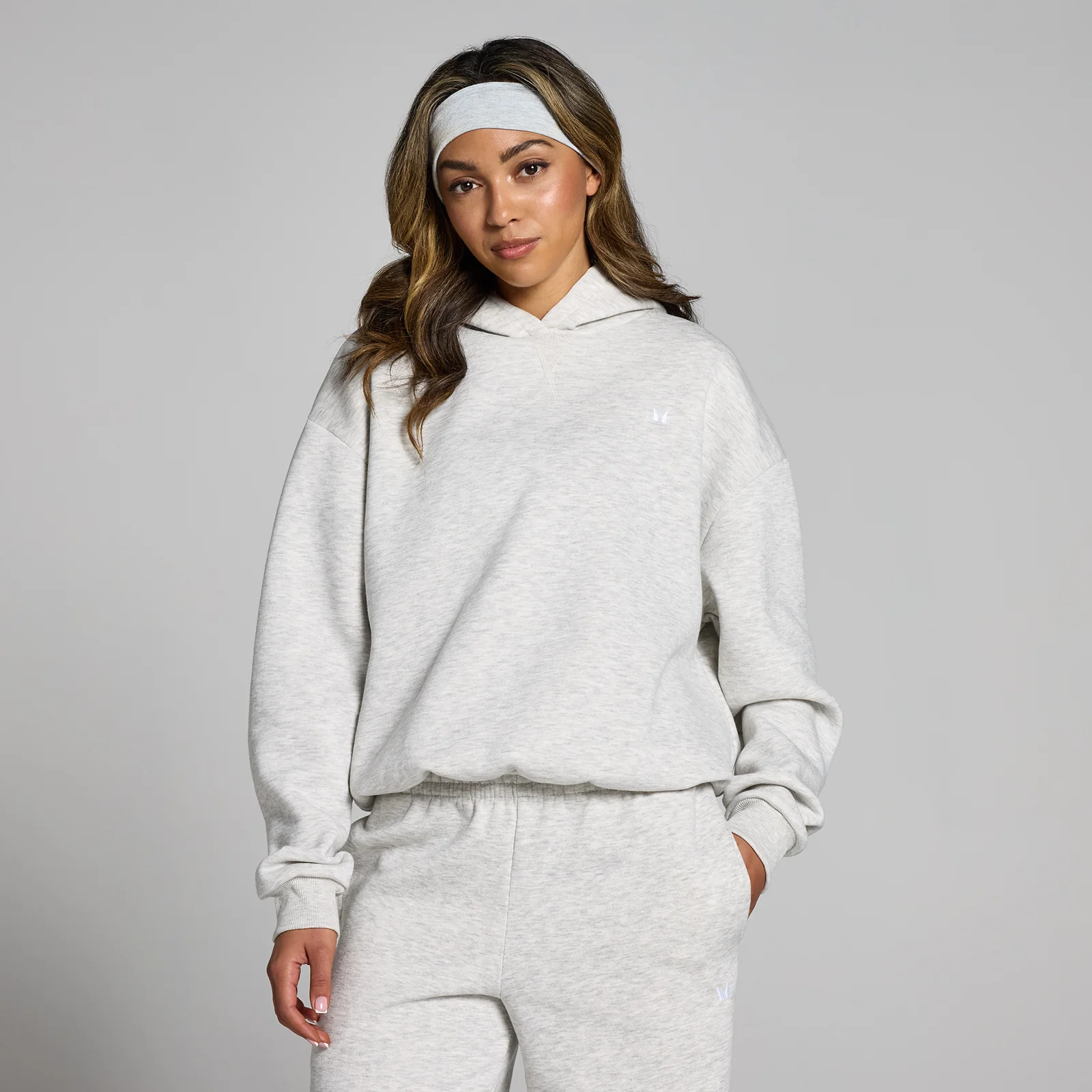 Sweat à capuche oversize MP Basics pour femmes – Gris clair chiné - S Image 1