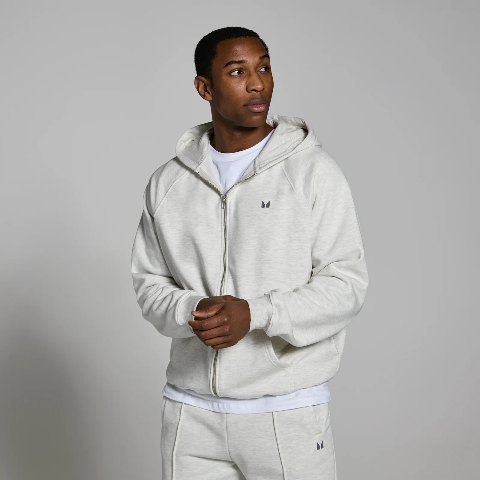 Sweat à capuche épais à fermeture éclair MP Lifestyle pour hommes – Gris clair chiné - XS Image 1