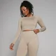 Crop top sans coutures à manches longues MP Shape pour femmes – Grès