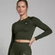 Crop top sans coutures à manches longues MP Shape pour femmes – Vert forêt