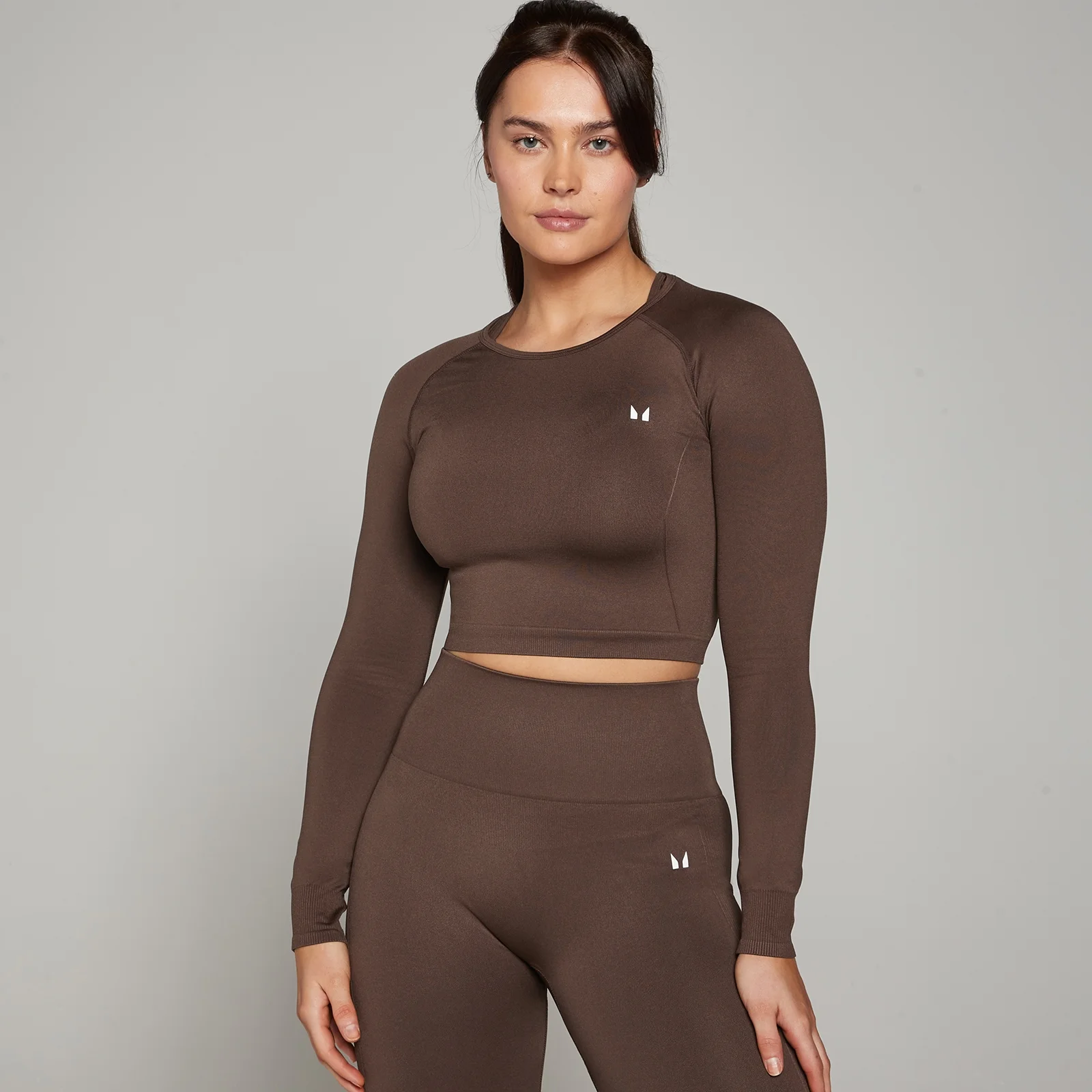 Crop top sans coutures à manches longues MP Shape pour femmes – Noix - XS Image 1