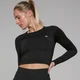 Crop top sans coutures à manches longues MP Shape pour femmes – Noir