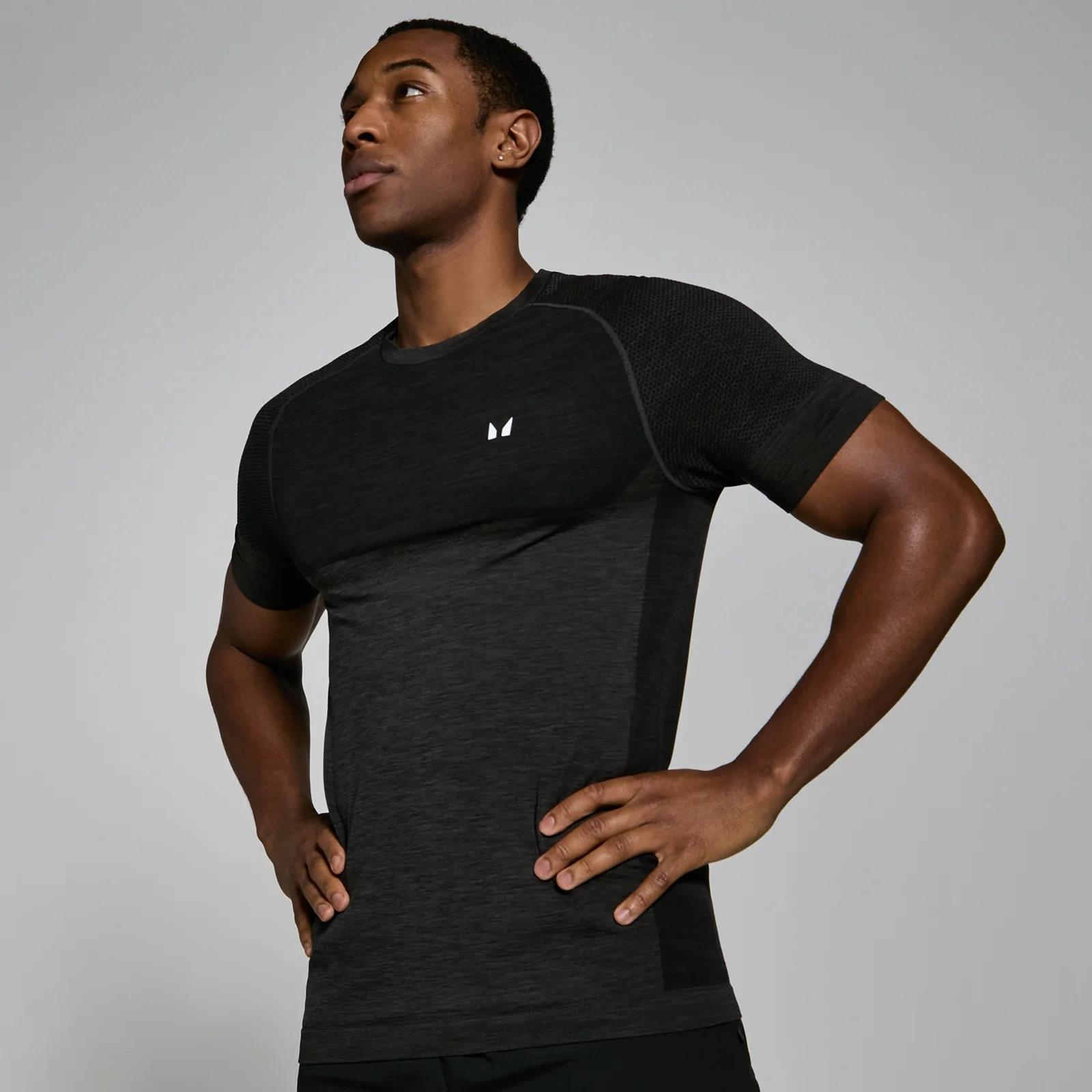T-shirt sans coutures à manches courtes MP pour hommes – Noir chiné - XS Image 1