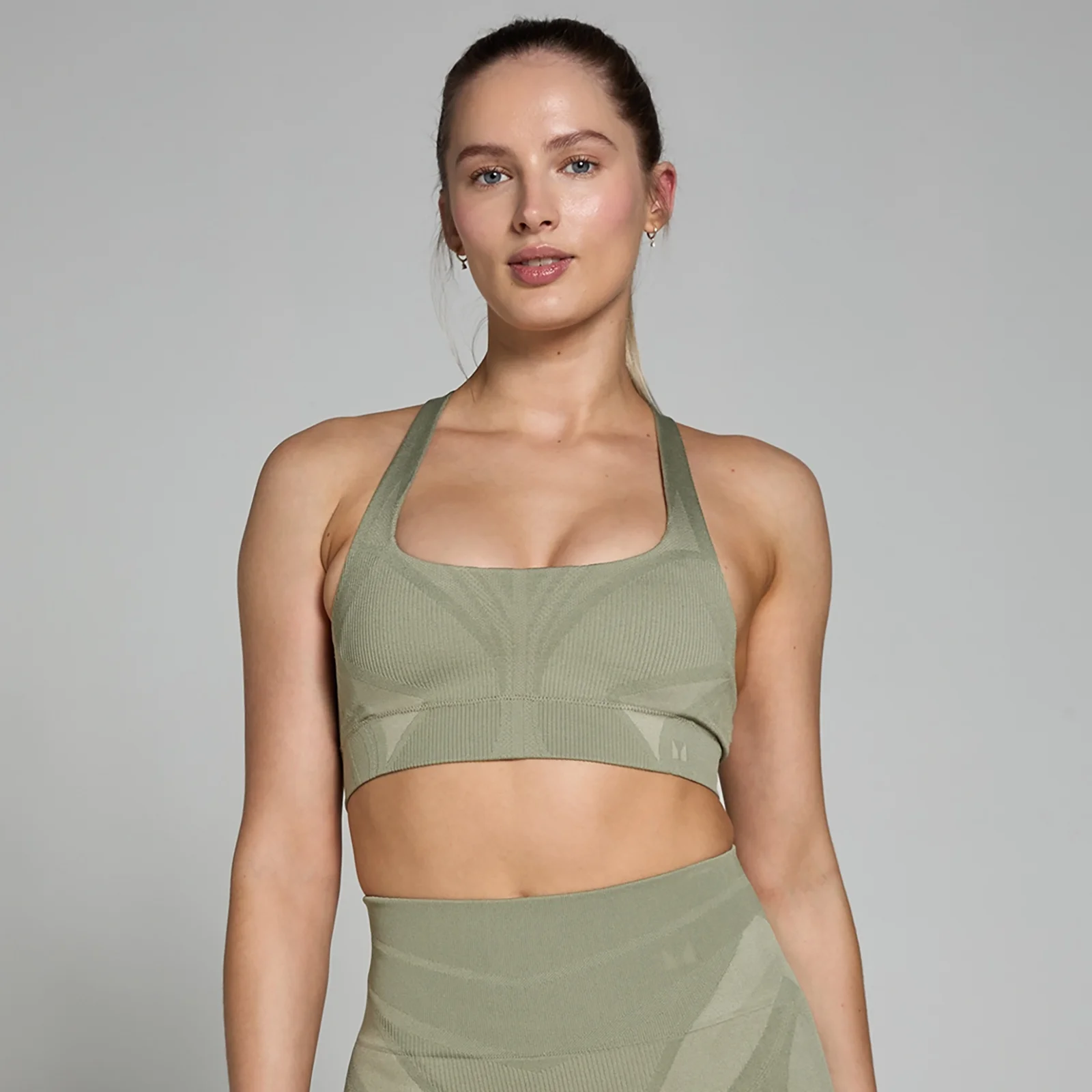Brassière de sport sans coutures MP Tempo Ultra Geometric pour femmes – Vert kaki clair - XS Image 1
