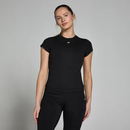 T-shirt moulant à manches courtes MP Basics pour femmes – Noir