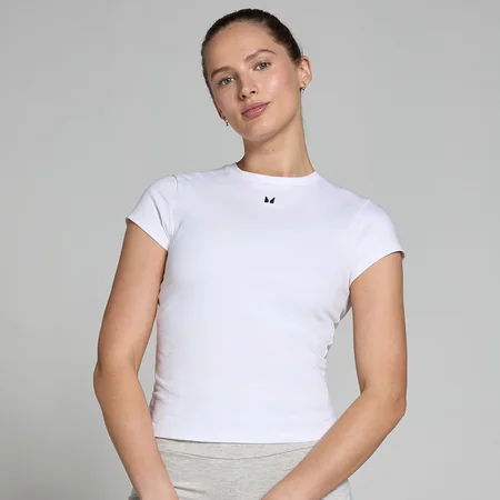 T-shirt moulant à manches courtes MP Basics pour femmes – Blanc