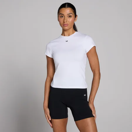 T-shirt moulant à manches courtes MP Basics pour femmes – Blanc